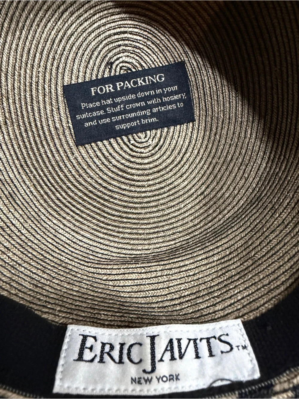 Eric Javits Leopard Print Packable Straw Sun Hat w/ Leather Buckle Trim - Picture 6 of 8